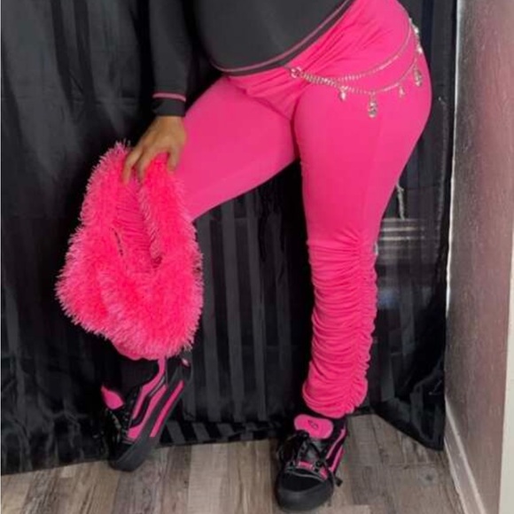 Pink Women's Ruched Pants - Picture 3 of 4